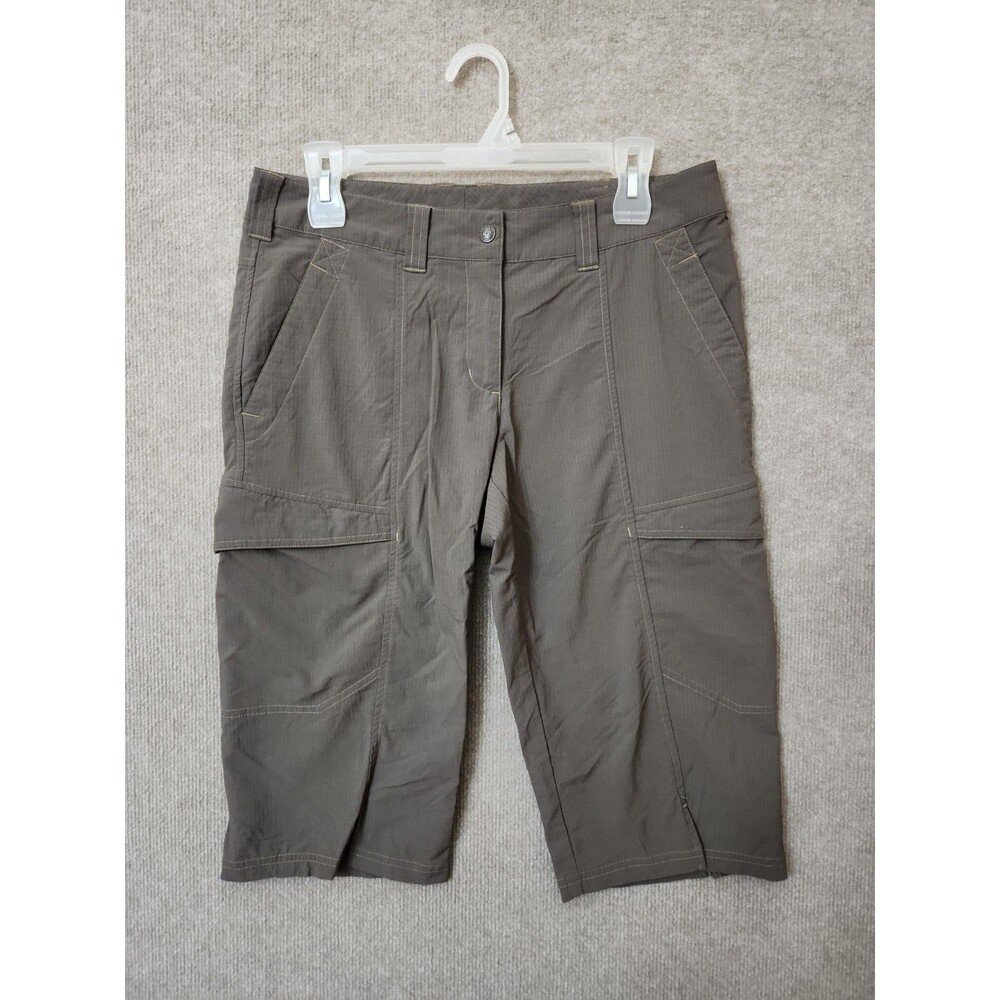 Exofficio Cargo Capri Pants Womens 8 Green Gray Ripstop Nylon Stretch